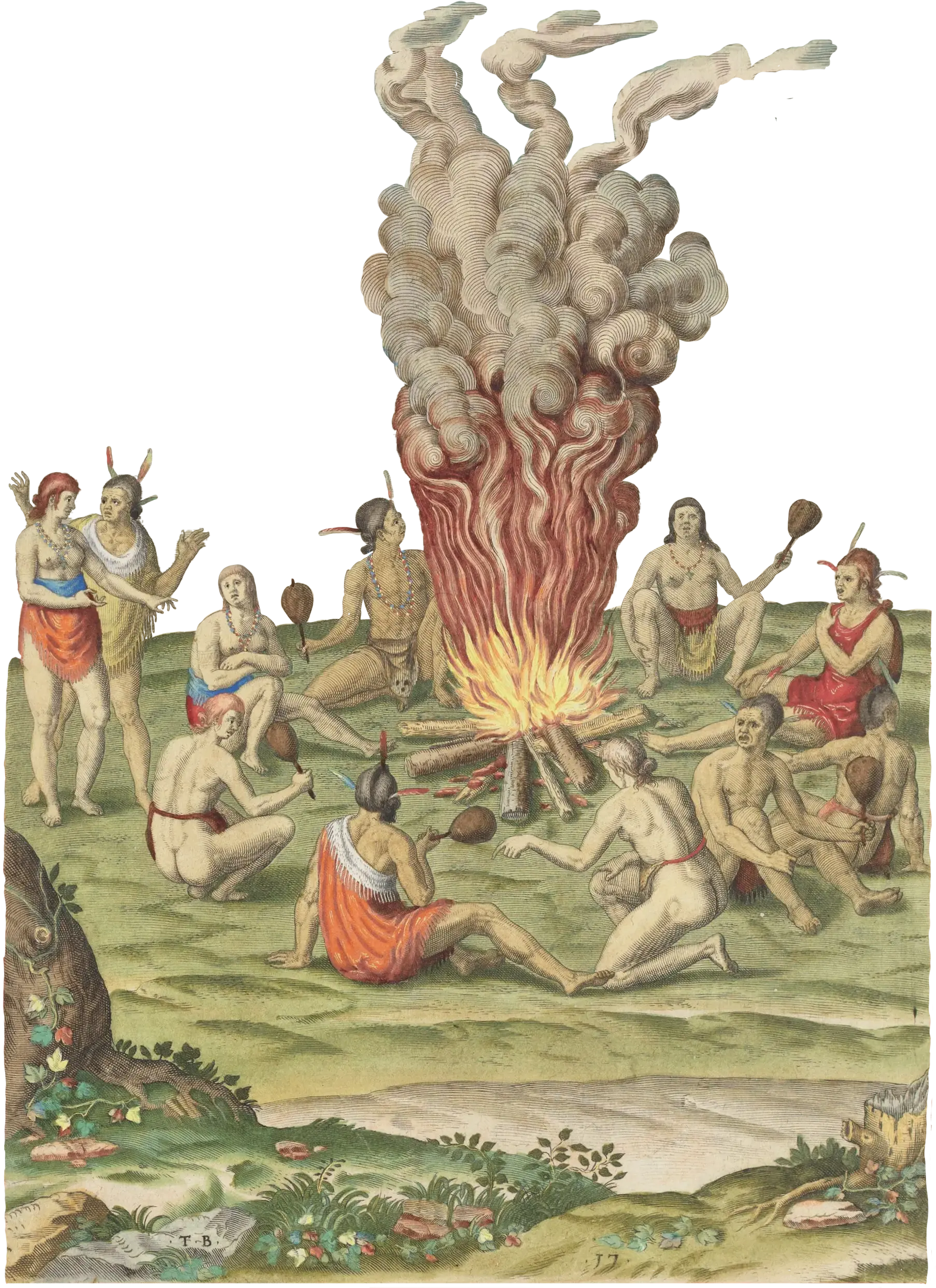 Gathering around fire